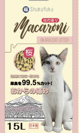 Shukufuku マカロニ型 おからの猫砂 桜の香り 15L